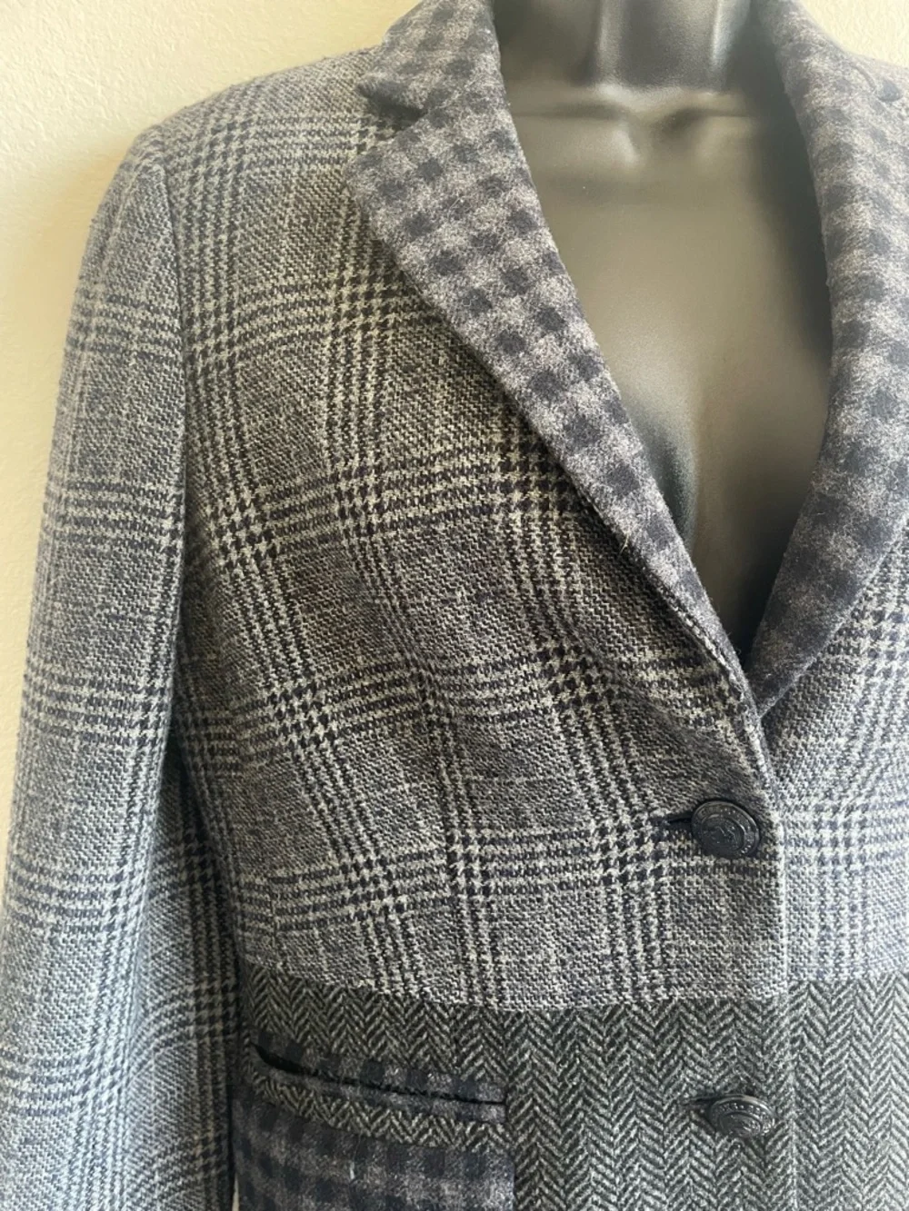 Brooks Brothers Patchwork Wool Blazer Women’s 6 Plaid Herringbone Tweed Jacket P - Picture 5 of 12